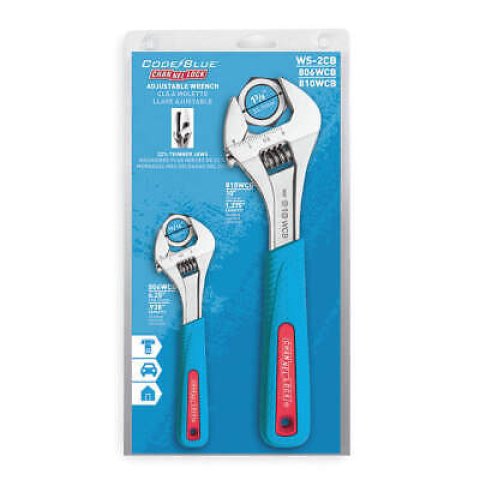 CHANNELLOCK WS-2CB Adj. Wrench Set,Steel,Chrm,6-1/4" to 10"