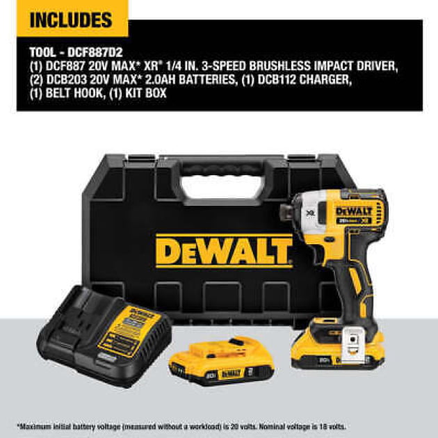 DeWALT DCF887D1E1 20V XR 1/4" Burshless Cordless Impact Driver Kit w/ 3 Speeds - Image 2