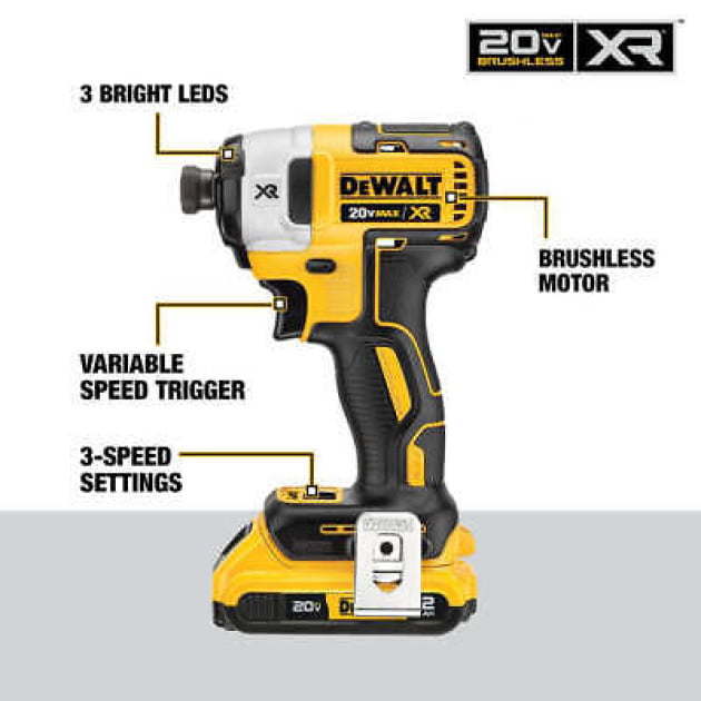 DeWALT DCF887D1E1 20V XR 1/4" Burshless Cordless Impact Driver Kit w/ 3 Speeds - Image 3